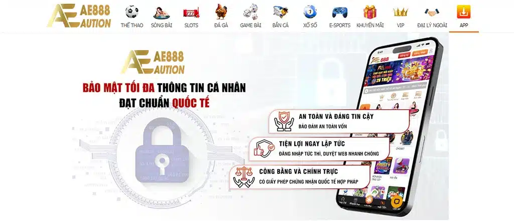 app bao mat an toan ae888
